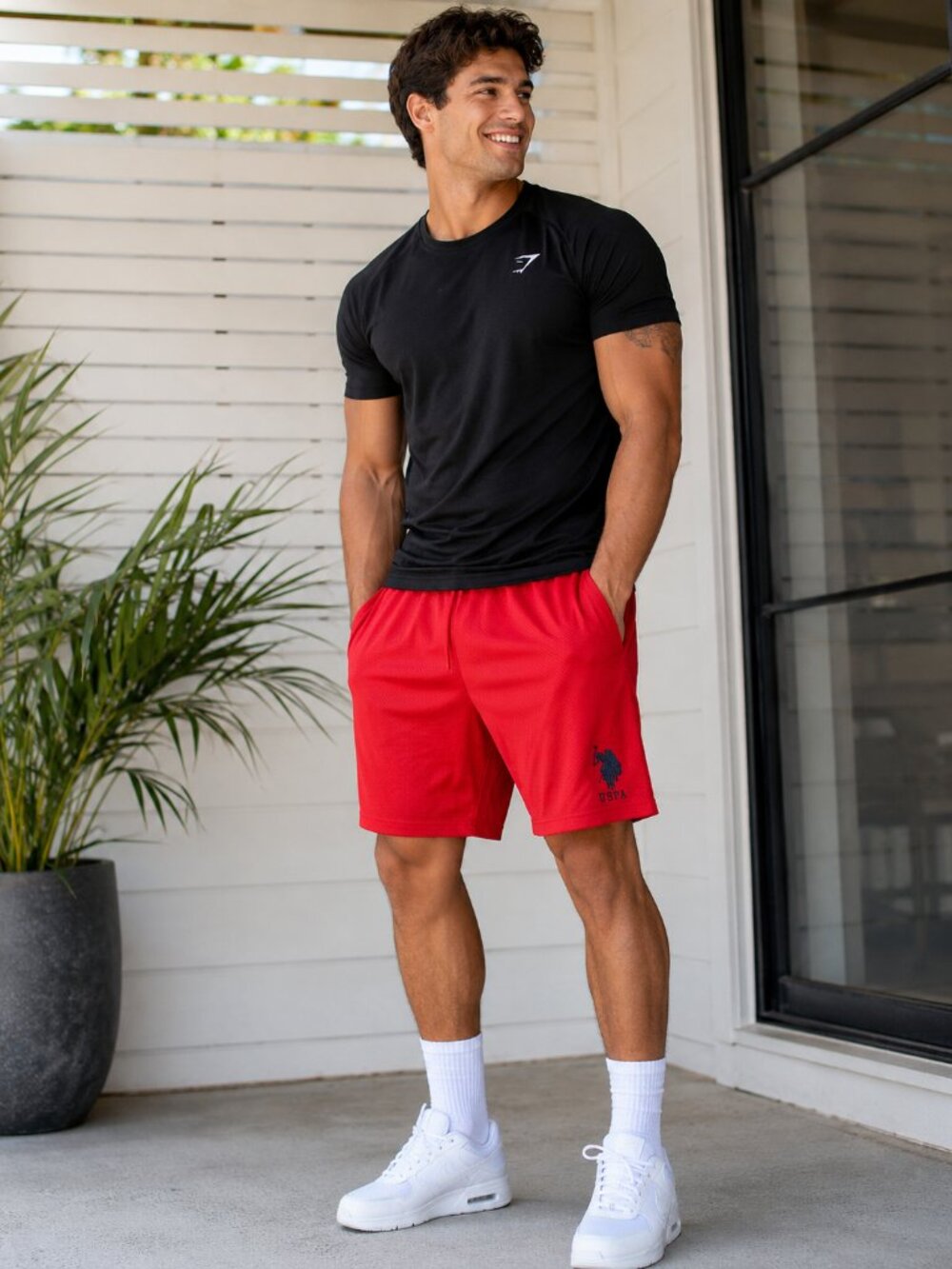 U.S. Polo Assn. Red Mesh Athletic Shorts Men's Large Drawstring Athletic Gym